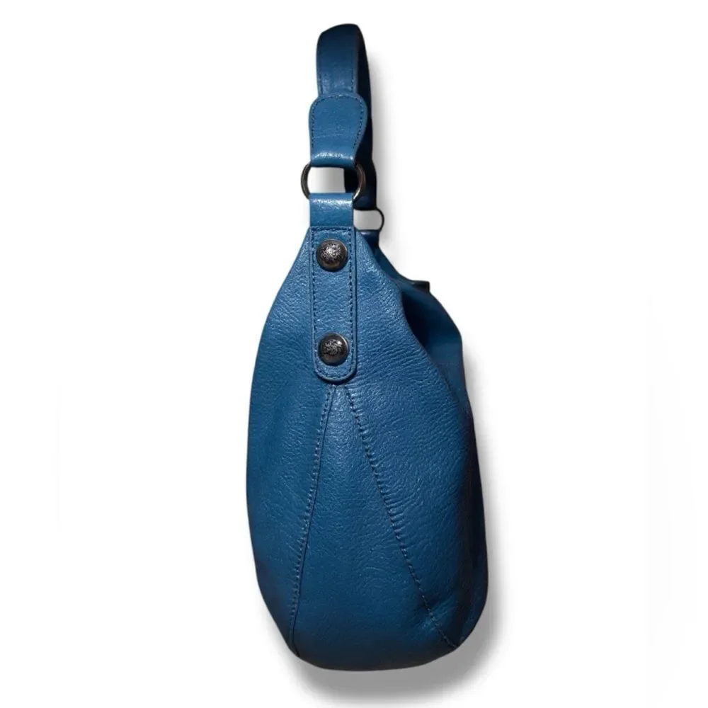 MULBERRY Shiny Blue Petrol Leather Daria Hobo Bag Braided Strap  Auth